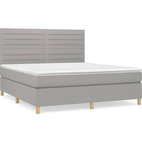 Maison Exclusive - Boxspringbett mit Matratze Hellgrau 160x200 cm (1/5)