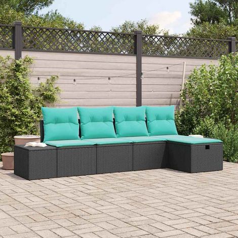 Teenpull – Gartensofa-set 5 Stk. Schwarz Poly-Rattan (1/5)