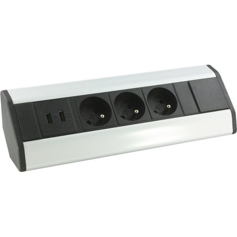 Arlux Lighting – Bloc multiprises d'angle 3 prises 2P+T – 2 ports USB – Pour bureaux et cuisines – Protection contre surtensions (1/4)