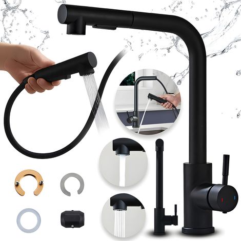Grifo de cocina multifuncional Heckermann SZ-888 negro (1/5)
