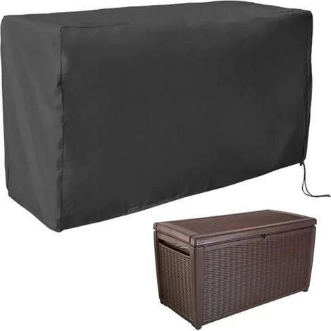 (Noir, 158 x 76 x 71 cm) Housse de coffre de rangement en tôle blindée, imperméable et épaisse, pour repose-pieds de terrasse. (1/4)