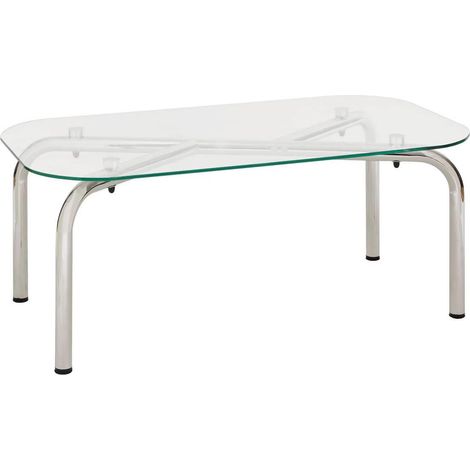 Table Basse en Verre "Hecate" 110cm Chromé