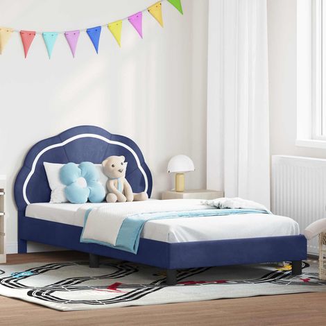 Kinderbettgestell mit Kopfteil Polizeiblau 80 x 200 cm Samt