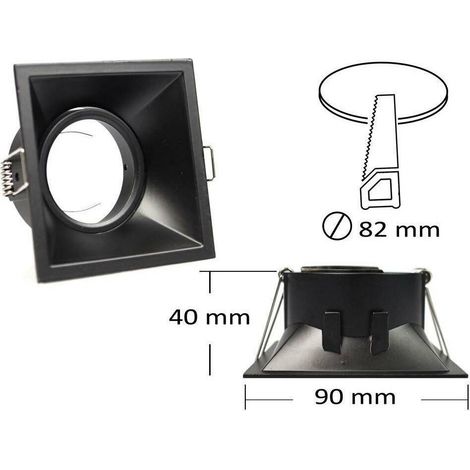 Faretto Incasso Support Faretto Orientabile Quadrato Gu10 Foro 82 Mm P14 Noir (1/3)