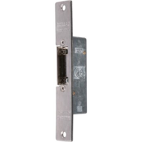 Ecolands – Gâche électrique 12V – Têtière courte 158x25mm – Profondeur 28mm – Demi tour réglable – Acier zingué