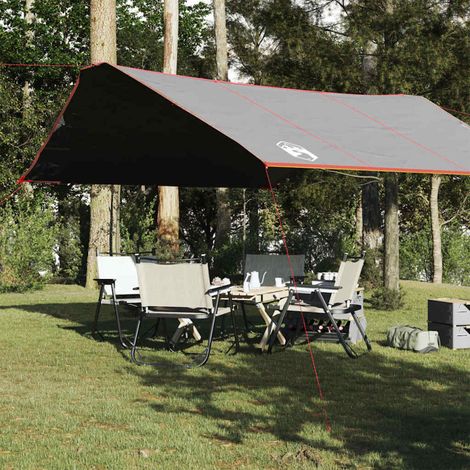 Lona de camping vidaXL, gris y naranja, 420x440 cm, impermeable