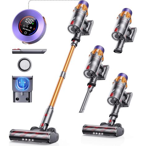 Aspirateur balai sans fil 550W 45kPa – Autonomie 60 min – Capacité 1,5 L – Écran tactile – Pour poils d'animaux et sols durs - 60Min