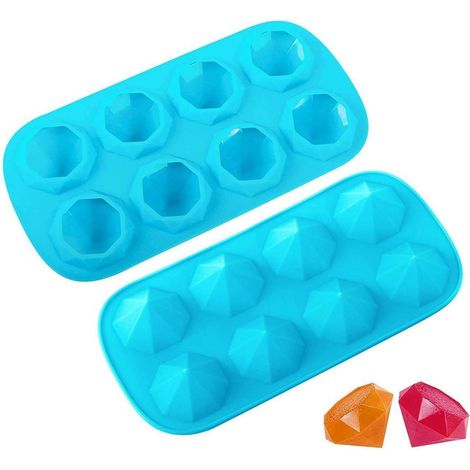 Eiswürfelform Silikon Diamant 8er Set für Cocktails & mehr