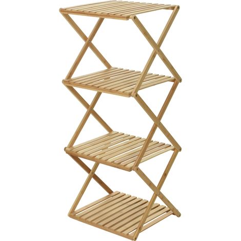 Spetebo – Étagère pliante en bambou 4 niveaux – Hauteur 94 cm – Design simple et naturel – Bois 100% FSC