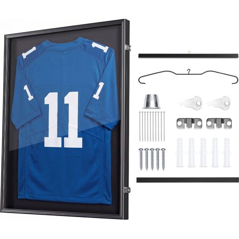 VEVOR Cornice per Maglia da Calcio, Cornice per Maglie Sportive in Legno Pannello in PC Trasparente Protezione UV, Espositore per Maglie da Baseball Basket Calcio, 700 x 900 mm Collezionismo (1/5)