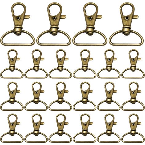20 Stück drehbare Karabiner für Gurte, Rucksäcke, Hundeleinen, Camping, Wandern, Haustierhalsbänder und Taschenzubehör, robuste und leichte Schnalle, Bronze, 25 mm (1/5)