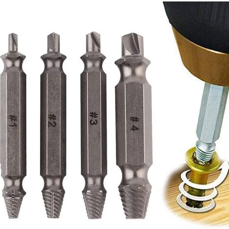 Sollbry Extracteur de Vis,Extracteur de Vis Cassée,Extracteur de Vis Endommagées,Extracteur de Vis Casse,Extracteurs de Vis, pour Retirer Facilement de Goujon Abimées et Boulon Endommagées, 4 pièces (1/5)