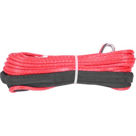 Treuil à câble 4,8mm x 15m, fibre synthétique, résistance à la rupture 5500lbs, imperméable pour VTT, UTV, remorque, rouge (1/5)