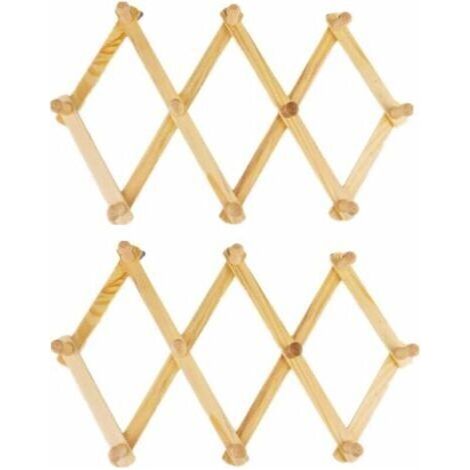 Crochet de porte-manteau en bois, crochet mural accordéon extensible, porte-manteau mural pliant en bois pour chapeaux, ceintures, parapluies (1/4)