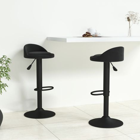 Lot de 2 Tabourets de bar Tabourets Chaises Hauts pour Cuisine, Bar Noir Velours -QS38029 (1/4)