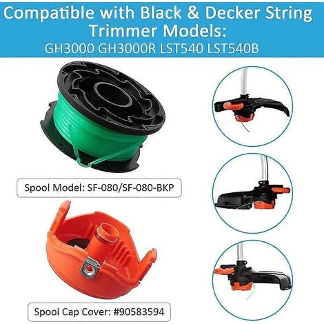 Bobina di ricambio Z7C + coperchio bobina per tosaerba BLACK DECKER GH3000, P7W, GH3000R, LST540, LST540B (1/4)