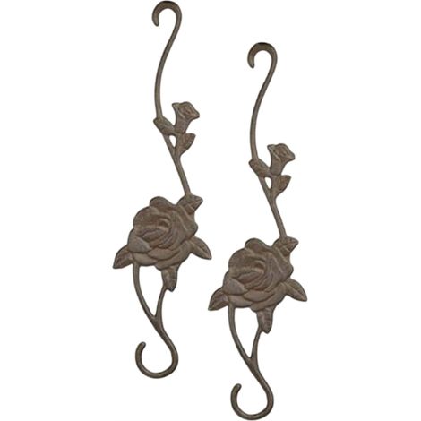 Juego de 2 ganchos decorativos con forma de rosa marrón (1/2)