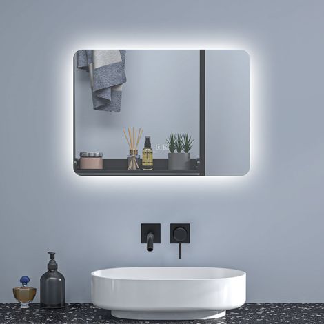 SKY Bathroom 70x50cm Backlit Bluetooth Bathroom Mirror with Shaver Socket Optional 3 Colour Light Anti-fog,Touch Switch (1/5)