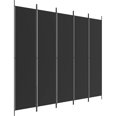 Cloison de séparation 5 panneaux Noir 250x220 cm Tissu (1/5)