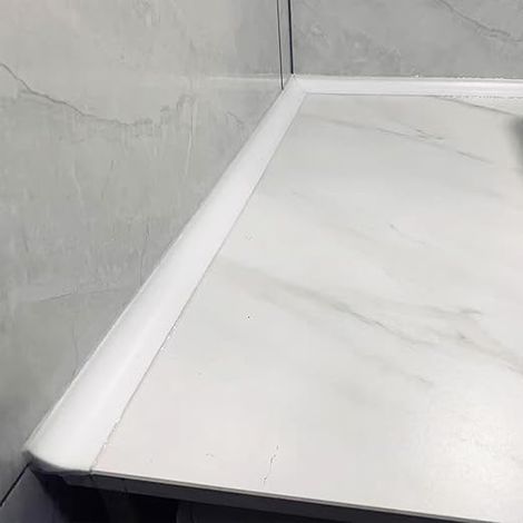 Seuil de douche scellé, bande d'étanchéité auto - adhésive en silicone pour comptoir, évier, baignoire, plancher de pièce humide (blanc, 1 m) (1/5)