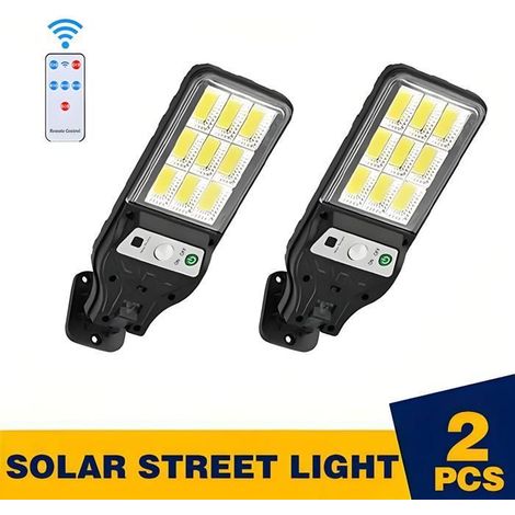 KLVGTIFS PU - 2 pcs Lampe Solaire Exterieur,Lumiere LED avec Détecteur de Mouvement avec 3 Modes Puissant Lampadaires avec Télécommande (1/5)