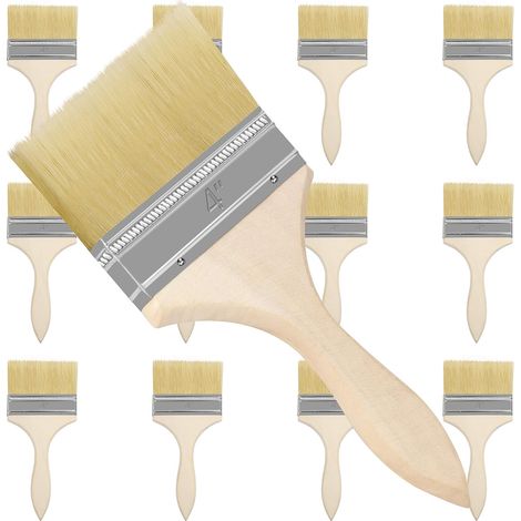 QAZQA Pinceaux Peinture Mur (Lot de 12) Largeur Brosse 101,6 mm Taille Totale 21,5 cm - Pinceau Plat Peinture Pro Parfait pour la Peinture sur Ecailles, Silicone, Gesso, Teintures, Vernis, Colles (1/5)