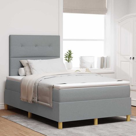Cama Box Spring LED con cabecera Gris Claro 120 x 190 cm tela (1/5)