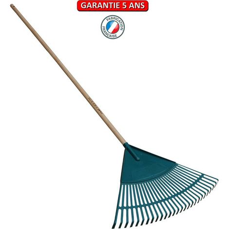 Polypropylen Rasenrechen 61 cm, 1,50 m Stiel, Handgerät für Garten und Gemüsebeet OUTILS PERRIN