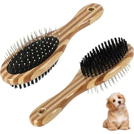Brosse double face pour chiens et chats, lisse et masse le pelage pour contrôler la perte de poils, convient aux chiens et chats à poils courts, moyens et longs. (1/4)