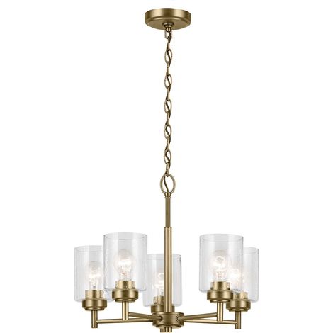 Elstead Kichler Winslow Plafonnier suspendu multi-bras classique en laiton naturel, 5 ampoules E27