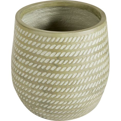 Pot à Fleurs Rond Motif Gaufré en Fibre d'Argile Vert ⌀ 27 cm Livadia (1/5)
