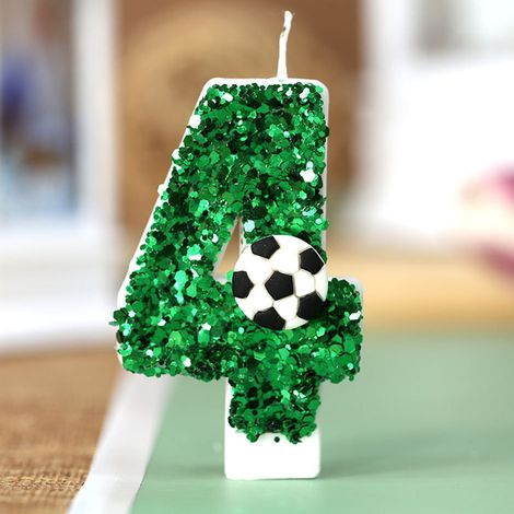 Bougie Anniversaire Chiffre 9 - Décoration Gâteau Thème Football - Avec Bâton Plastique et Collecteur de Gouttes - 1 Pièce (1/2)
