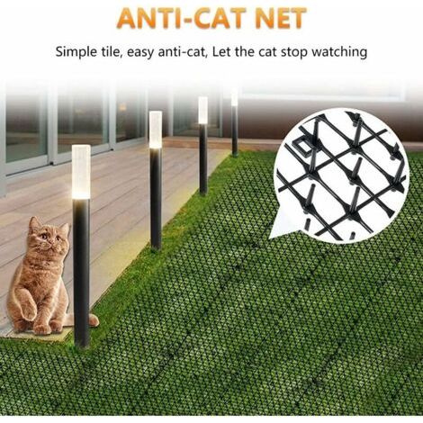 Tappeto anti-antintruso per gatti, 2 m x 0,3 m, striscia di picchetti piatti, nero, umano e protettivo (1/4)