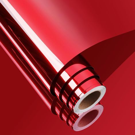 Papier Peint Effet Miroir Rouge Réfléchissant Souple 30CMx2M (1/5)