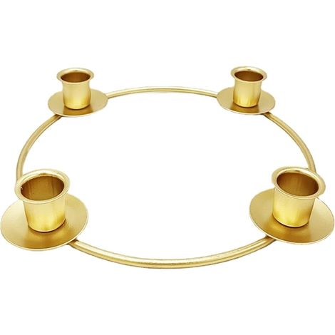 Corona de Adviento, Portavelas de metal dorado, Diseño forjado, Decoración de mesa navideña (1/5)