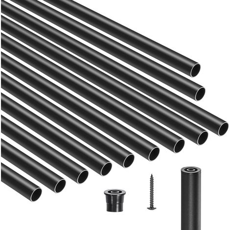 Garde-corps d'escalier en aluminium, 51 pièces, 32 pouces, broches rondes étanches, avec embouts et vis, finition noire mate, pour escaliers, porches et terrasses. (1/5)
