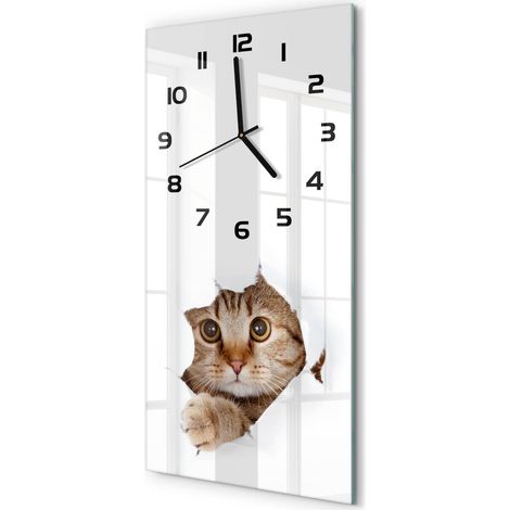 Horloge Murale Rectangulaire Verticale Design Artistique Silencieuse 30x60 cm Chat 30x60 cm (1/5)