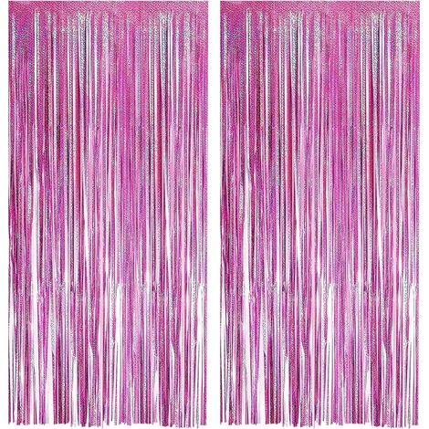 2 pièces Rideau Métallique,Franges en Aluminium,Rose,Scintillant,Décoration Fête,Mariage,Anniversaire (1/5)