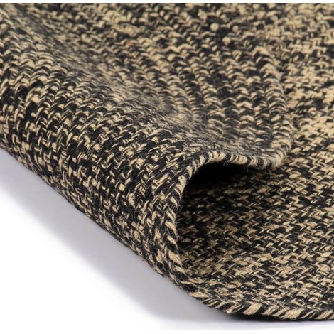 vidaXL Teppich handgefertigt Jute Schwarz und Braun 210 cm