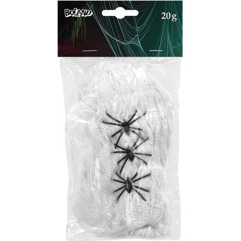 Toile d'araignée décorative 20 g - Avec 3 araignées - Décoration Halloween - Accessoire d'ambiance (1/5)