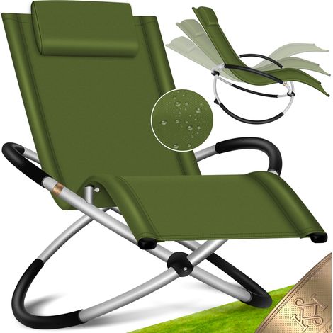 KESSER® Lettino reclinabile lettino da giardino sedia da giardino sedia pieghevole lettino a dondolo sedia a dondolo reclinabile ergonomico resistente alle intemperie kaki (1/5)
