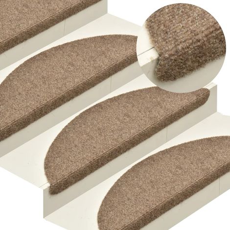 5 pcs Tapis autoadhésifs de marches, Tapis d'escalier, Marchettes D'escalier Crème 65x21x4 cm Aiguilleté MKS24585 (1/5)