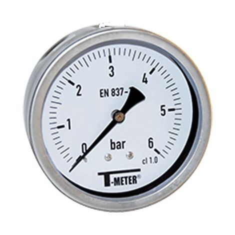 Manomètre boitier inox à bain de glycérine AXIAL Mâle 1/2" (15/21) - Ø100 - Pression 0 / 1.6 bar - Sferaco