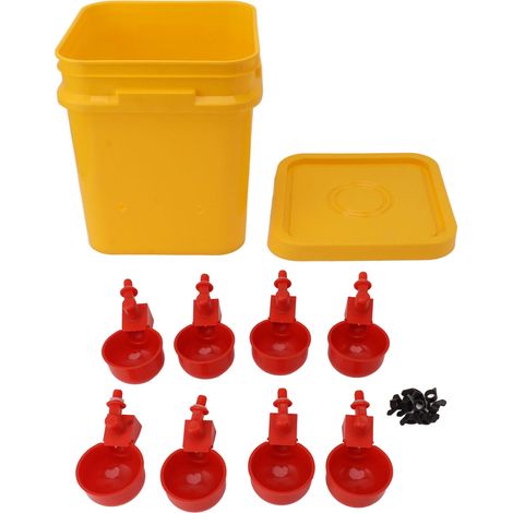 Abreuvoir automatique pour poulet avec baril portatif de 12 L, équipement d'abreuvement pour volaille, seau d'oie et de canard + bol pour oiseau rouge joint + vis noires (1/5)