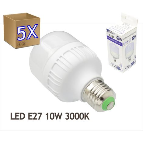 Jandei - 5x Bombillas LED 10W rosca E27 luz 3000K Blanco cálido Bombilla LED E27 estandar