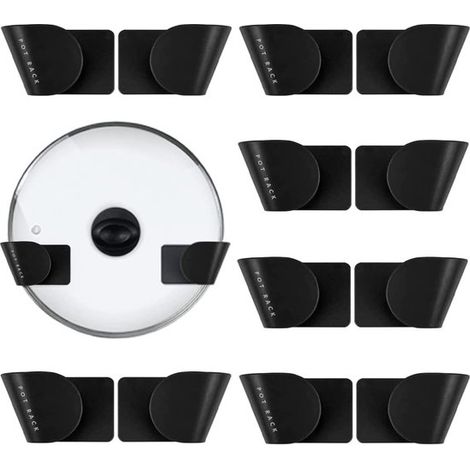 6er-Pack selbstklebende, wandmontierte Aufbewahrungsleisten für Topfdeckel – Schwarz (1/5)
