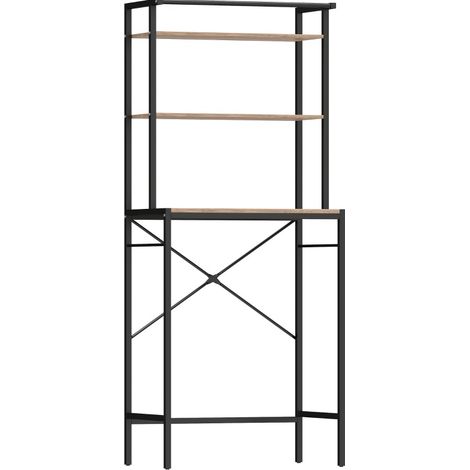 Braunes Metallregal für Waschmaschine, 3 Ablagen, 67 x 40 x 161,8 cm, mit oberer Stange (1/4)