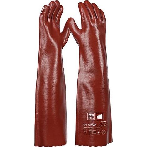Guante  de  protección  química  Pirat  talla  10  marrón  rojizo  PVC  EN388,EN  ISO374-1  EPIIII (1/2)