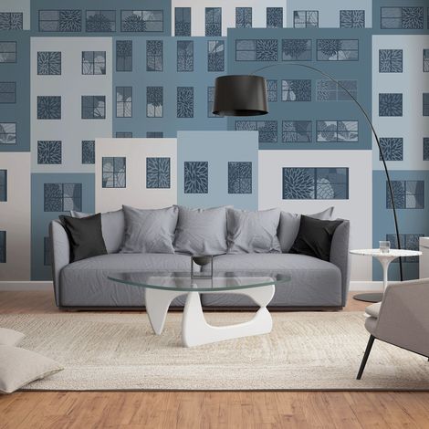 Papier peint intissé graphique 270x250 cm, vue panoramique d'immeuble - Décorez votre intérieur avec style (1/5)