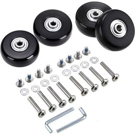 50 x 18 mm Set mit 4 Ersatzrollen für Koffer und Gepäck, Lenkrollen aus Gummi, Lager, Reparatursets (1/5)